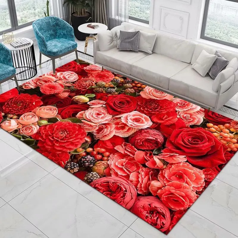 Maranta Prayer Plant - Tapis Rose rouge pour salon Tapis